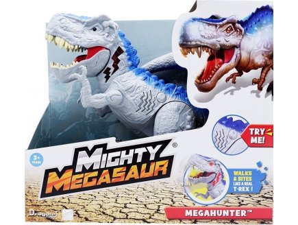 DINOSAURE T-REX GRIS MECHANT - DINO MEGASAUR MEGAHUNTER INTERACTIVE AVEC SONS - 31 CM DE HAUT - DRAGON-I TOYS