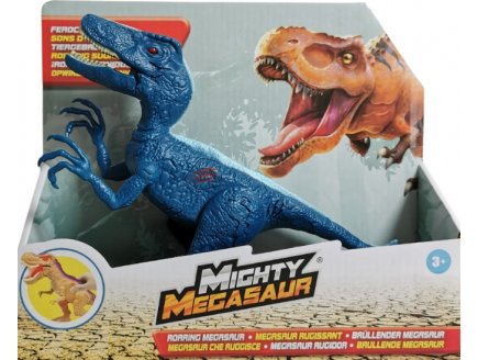 DINOSAURE VELOCIRAPTOR RUGISSANT AVEC BLESSURE - DINO MEGASAUR MIGHTY AVEC SONS - 22 CM DE LONG - DRAGON-I TOYS