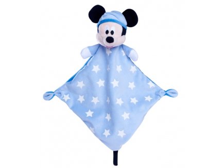 DOUDOU PLAT AVEC ETOILES PHOSPHORESCENTES MICKEY LA SOURIS - PELUCHE DISNEY AVEC MOUCHOIR BLEU - NICOTOY