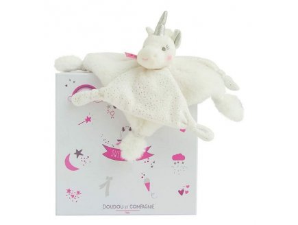 DOUDOU PLAT LUCIE LA LICORNE ARGENT 22 CM - DOUDOU ET COMPAGNIE - DC3276