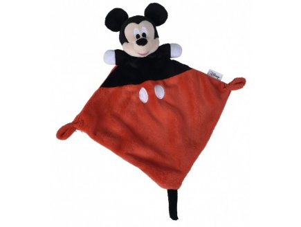 DOUDOU PLAT MICKEY LA SOURIS ROUGE ET NOIR - PELUCHE DISNEY AVEC MOUCHOIR - NICOTOY