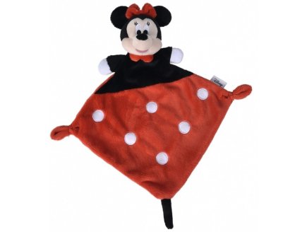 DOUDOU PLAT MINNIE LA SOURIS ROUGE ET NOIR - PELUCHE DISNEY AVEC MOUCHOIR - NICOTOY