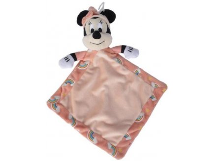 DOUDOU PLAT PHOSPHORESCENT MINNIE LA SOURIS - PELUCHE DISNEY AVEC MOUCHOIR ROSE - NICOTOY