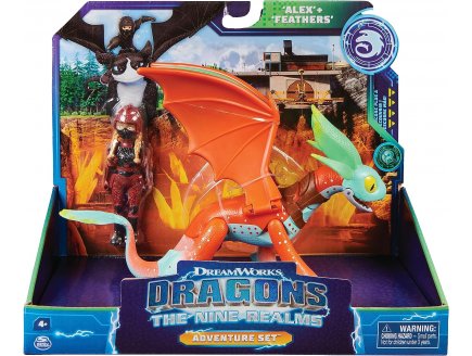 DRAGONS ET LES NEUF ROYAUMES : PANACHE ET ALEX - DRAGON ORANGE VERT ET SON DRESSEUR - DRAGONS DREAM WORKS - SPIN MASTER - 20138336