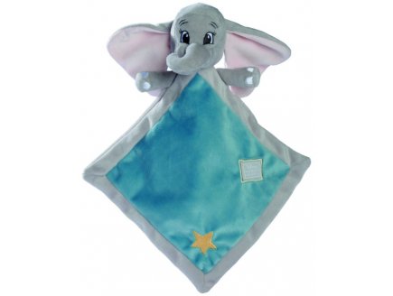 DUMBO L'ELEPHANT DOUDOU PLAT GRIS ET BLEU 20 X 20 CM - PELUCHE DISNEY - NICOTOY