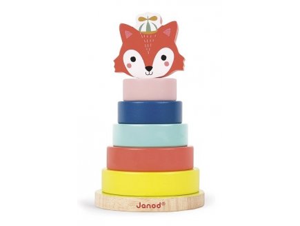 EMPILABLE RENARD BABY FOREST EN BOIS - JANOD - J08014 - TOUR A EMPILER, ANNEAUX