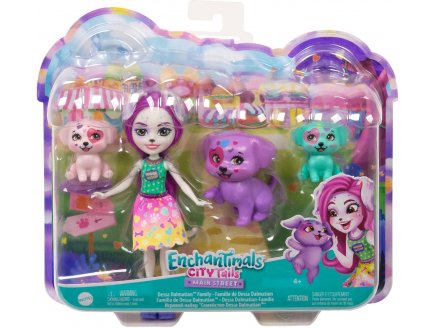 Enchantimals City Tails poup�e Dessa Dalmatienne et Fleck + 2 b�b�s chien - figurine 15 cm - animal - Mattel HKN14