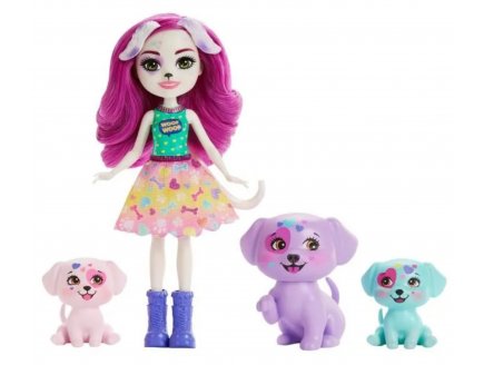 Enchantimals City Tails poup�e Dessa Dalmatienne et Fleck + 2 b�b�s chien - figurine 15 cm - animal - Mattel HKN14
