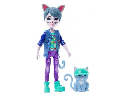 Enchantimals Glam Party : Poupée Cole Chat 15 cm et Claw - Figurine Animal, Accessoires - Mattel - HNT59