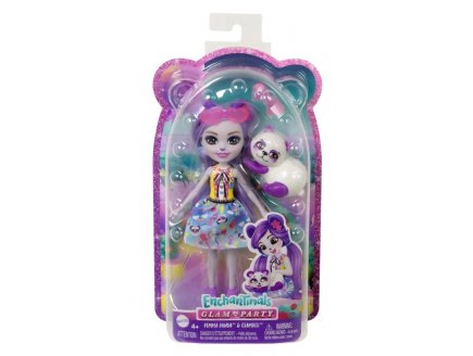 Enchantimals Glam Party : Poupée Pemma Panda 15 cm et Clamber - Figurine Animal, Accessoires - Mattel - HNT58