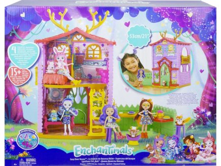 ENCHANTIMALS LA MAISON DE DANESSA BICHE 53 CM DE HAUT + POUPEE DANESSA BICHE ET SPRIT + 15 ACCESSOIRES- FIGURINE 15 CM - ANIMAL - MATTEL HFC41
