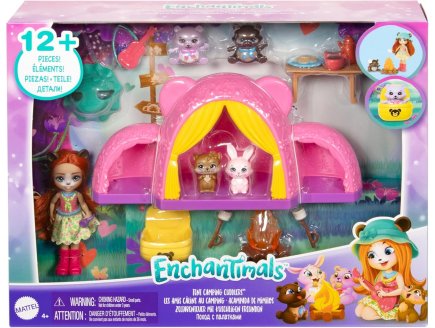 ENCHANTIMALS LE CAMPING : POUPEE OURS BILOXI ET TRAIL - 12 PIECES - MATTEL - HTW71