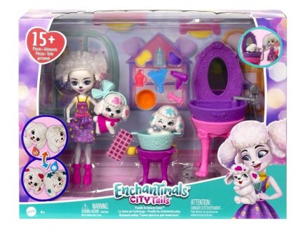 ENCHANTIMALS LE SALON DE TOILETTAGE - POUPEE CANICHE, CHIOTS, ACCESSOIRES - MATTEL - HHC20