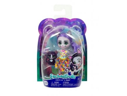 Enchantimals Little Sister : Poupée Cabery Chat 10 cm et Pawla - Figurine Animal, Accessoires - Mattel - HCF98