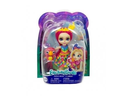Enchantimals Little Sister : Poupée Peachy Perroquet 10 cm et Chatter - Figurine Animal, Accessoires - Mattel - HCF99