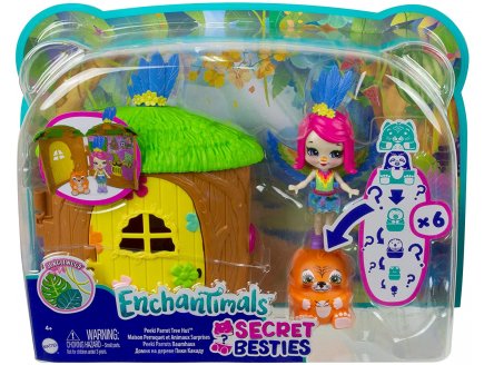 ENCHANTIMALS MAISON DU PERROQUET ET ANIMAUX SURPRISES - POUPEE + ANIMAUX - MATTEL - GTM49