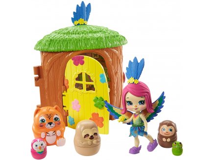 Enchantimals maison du perroquet et animaux surprises - poupee + animaux - Mattel - gtm49