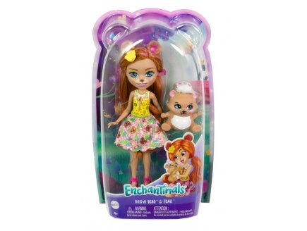 Enchantimals Poupée Biloxi Ours 15 cm et Trail - Figurine Animal, Accessoires - Mattel - HTP81