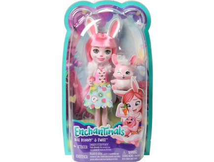 ENCHANTIMALS POUPEE BREE BUNNY ET TWIST LE LAPIN - FIGURINE 15 CM - ANIMAL - MATTEL FXM73