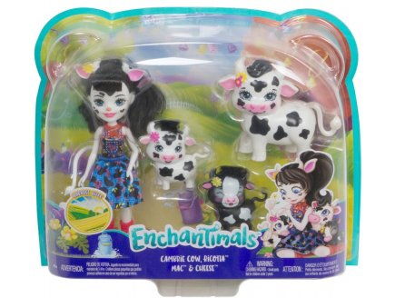 ENCHANTIMALS POUPEE CAMBRIE  LA VACHE ET RICOTTA MAC ET CHEESE - FIGURINE 15 CM - ANIMAUX FERME - MATTEL GJX44