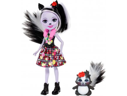 Enchantimals poupe Caper et Sage Skunk la Moufette - Figurine 15 cm - Animal - Mattel FXM72