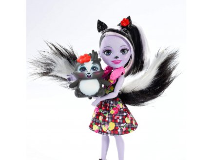 Enchantimals poupe Caper et Sage Skunk la Moufette - Figurine 15 cm - Animal - Mattel FXM72