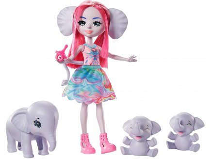 Enchantimals poupee esmeralda l'elephant mammoth prunie graceful - figurine 15 cm - animal zoo elephant - Mattel gtm30