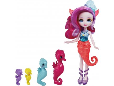 Enchantimals poupee famille de sedda hippocampe - figurine 15 cm - animal - Mattel hcf73