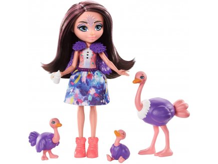 Enchantimals poupee offelia l'autruche rapid feathers et flapper l autruchon - figurine 15 cm - animal zoo elephant - Mattel gtm32