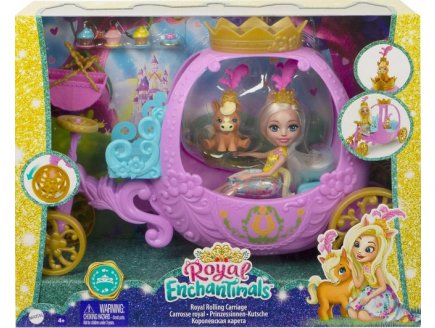 ENCHANTIMALS POUPEE PEOLA PONEY ET LE CARROSSE ROYAL - FIGURINE 15 CM - ANIMAL PONEY - MATTEL GYJ16