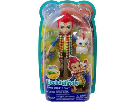 ENCHANTIMALS POUPEE REDWARD ROOSTER ET CLUCK LE COQ - FIGURINE 15 CM - ANIMAL - MATTEL GJX39