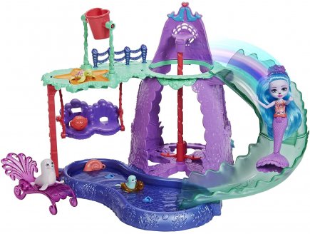 Enchantimals poupee shayda otarie et otarie catch le parc aquatique des sirenes - figurine 15 cm - animal - Mattel hcg03