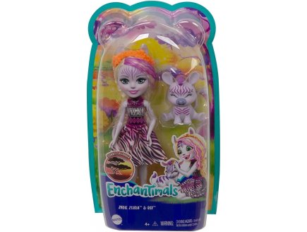 ENCHANTIMALS POUPEE ZADIE ET REF LE ZEBRE - FIGURINE 15 CM - ANIMAL - MATTEL GTM27