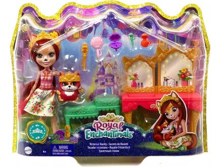 ENCHANTIMALS ROYAL POUPEE FABRINA FOX ET RENARD FRISK SECRET DE BEAUTE - FIGURINE 15 CM - ANIMAL DE LA JUNGLE - MATTEL GYJ05