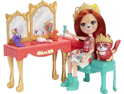 Enchantimals royal poupee fabrina fox et renard frisk secret de beaute - figurine 15 cm - animal de la jungle - Mattel gyj05