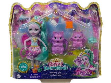 ENCHANTIMALS ROYALE POUPEE DEANNA DRAGON + DRAGON ROAST WHISK STEAM - FAMILLE DE DEANNA DRAGON - MATTEL - GYJ09