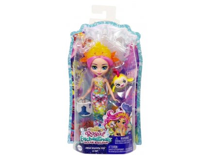 Enchantimals Royaume de l'Ocan : Poupe Radia Poisson Arc en ciel 15 cm et Flo - Figurine Animal, Accessoires - Mattel - HCF68