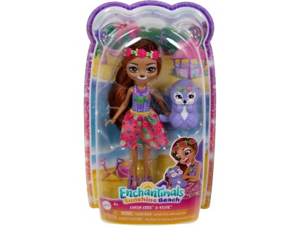 Enchantimals Sunshine Beach : Poupée Oneda Loutre 15 cm et Kelpie - Figurine Animal, Accessoires - Mattel - HXB98