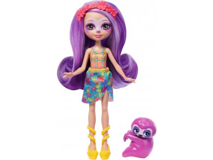 Enchantimals sunshine beach poupee sabindra sloth et tang paresseux - figurine 15 cm - animal - Mattel hrx82