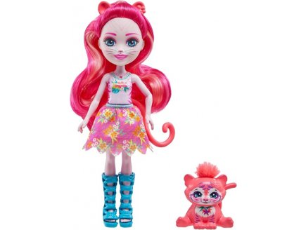 Enchantimals Sunshine Beach : Poupe Texie Tigre 15 cm et Sabre - Figurine Animal, Accessoires - Mattel - HXB97