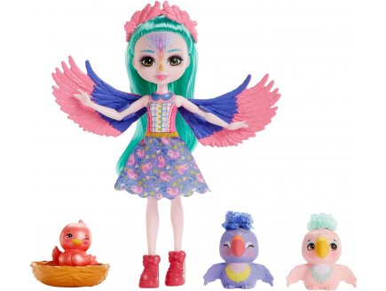Enchantimals tropic famille de filia oiseau - poupee - 3 oiseaux avec accessoires - figurine 15 cm + animal - Mattel hkn15