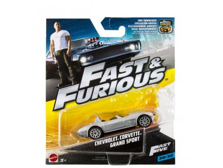 FAST & FURIOUS : CHEVROLET CORVETTE GRAND SPORT - VEHICULE MINIATURE GRIS - VOITURE - MATTEL FCF55