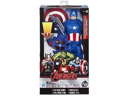 Figurine captain america 30 cm avec son planeur d'attaque - avengers heros titan - Hasbro - b2476