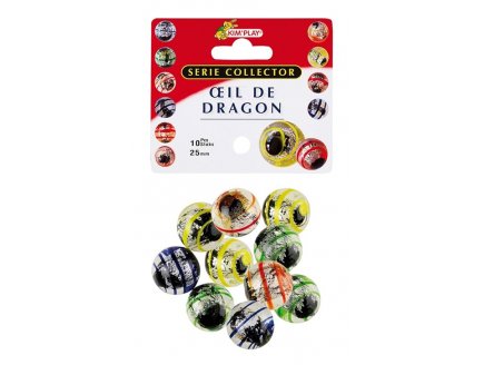 Filet de 10 calots 25 mm Oeil de Dragon - Série Collector - Kim Play - Jeu de recreation, adresse