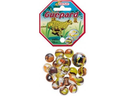 FILET DE 20 BILLES 1.6CM + 1 CALOTS GUEPARD 2.5CM - JEU DE RECREATION - BILLE