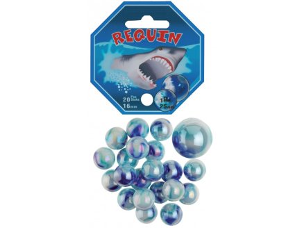 FILET DE 20 BILLES 1.6CM + 1 CALOTS REQUIN 2.5CM - JEU DE RECREATION - BILLE