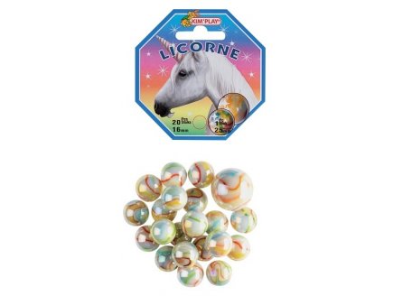 FILET DE 20 BILLES 16 MM + 1 CALOT 25 MM LICORNE - KIM PLAY - JEU DE RECREATION, ADRESSE