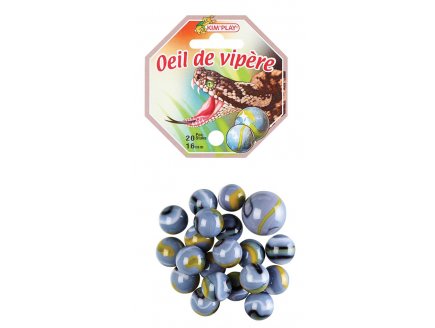 FILET DE 20 BILLES 16 MM + 1 CALOT 25 MM OEIL DE VIPERE - KIM PLAY - JEU DE RECREATION, ADRESSE