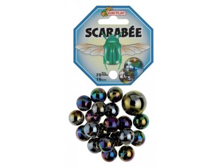 FILET DE 20 BILLES 16 MM + 1 CALOT 25 MM SCARABEE - KIM PLAY - JEU DE RECREATION, ADRESSE