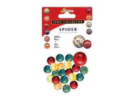 FILET DE 20 BILLES 16 MM + 1 CALOT 25 MM SPIDER - SERIE COLLECTOR - KIM PLAY - JEU DE RECREATION, ADRESSE